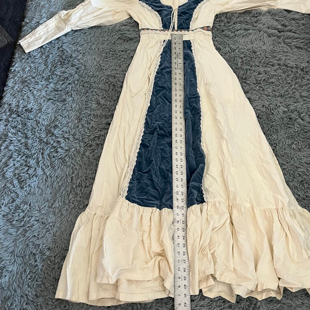Vintage Gunne Sax By Jessica Cotton Velvet Prairie Renaissance Dress - Picture 11 of 15